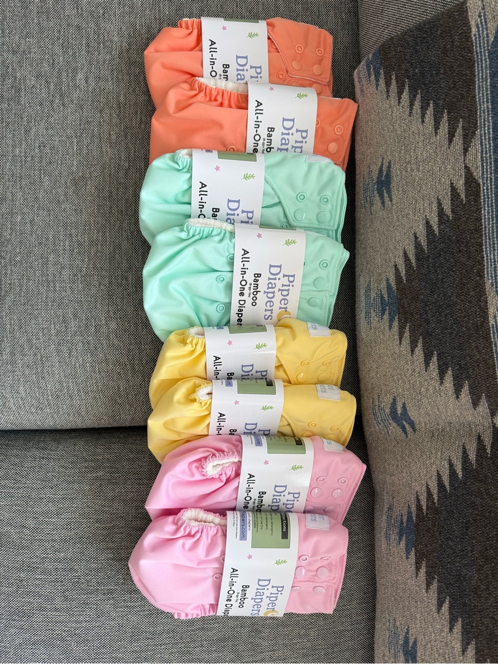 Reusable All-in-One Cloth Diaper Pack - Pink, Yellow, Mint, Coral (8 total) new
